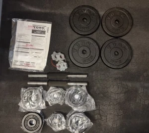 York Black Cast Iron Dumbell Set Total 35kg, 1kg to 17.5kg New Adjustable  - Picture 1 of 3