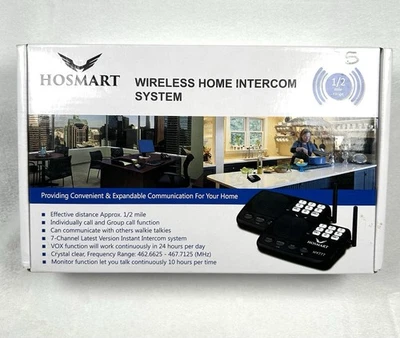 Hosmart HY-777 Black Wireless Home Intercom System - New Open Box - Image 1 of 4