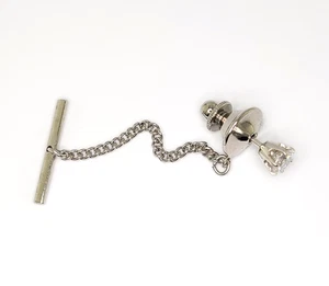 Pin redondo de plata de ley de moissanita de 5 mm - Imagen 1 de 3