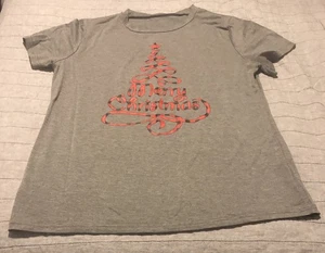 Damen T-Shirt grau Weihnachten Größe L - Bild 1 von 5