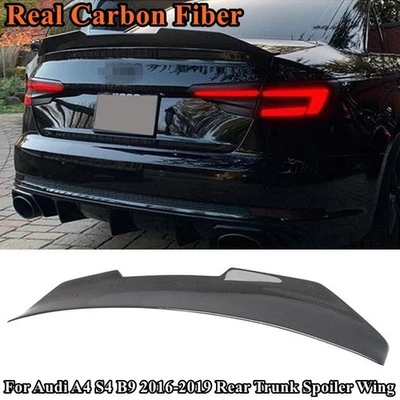Alerón trasero de fibra de carbono real para Audi A4 S4 B9 2016-2019 Foto 1 de 3