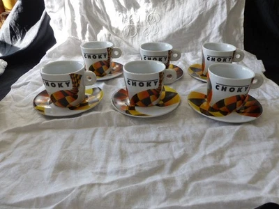 LOT DE 6 TASSES ET SOUS TASSES A CHOCOLAT PUBLICITAIRE BUVEZ CHOKY - Photo 1/4