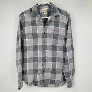 Hiroshi Kato grau kariert Herren Button Down Kragen Flanellhemd Größe Small - Bild 1 von 11