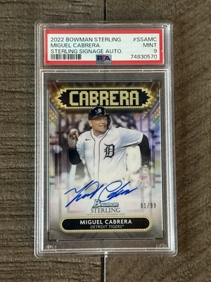 2022 Bowman Sterling Miguel Cabrera Auto | PSA Mint 9 | SP Autograph | #’d 91/99 - Image 1 of 3
