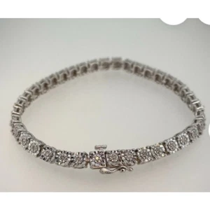 Bracciale Tennis Vintage Diamanti Argento Sterling 1/4ctw 7” Glam Sparkle - Foto 1 di 11