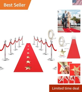Party Carpet Runner Not Slip Red Aisle Rug with Tape Star Decorations 20 Pcs - Picture 1 of 9