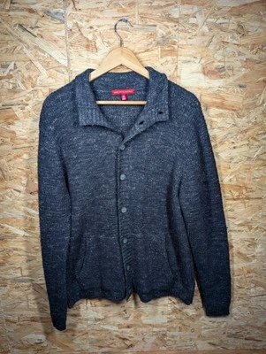 Saks Fifth Avenue Wool Blend Cardigan Men's Knit Grey Linen Comfort Size Large - Image 1 of 4