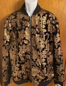 INC International Concept Mens Black & Gold Bomber Jacket Sz. XL - Picture 1 of 2