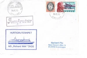 Hurtigruten MS Richard With Jungfernreise 1993 Nordkapstempel - Bild 1 von 1