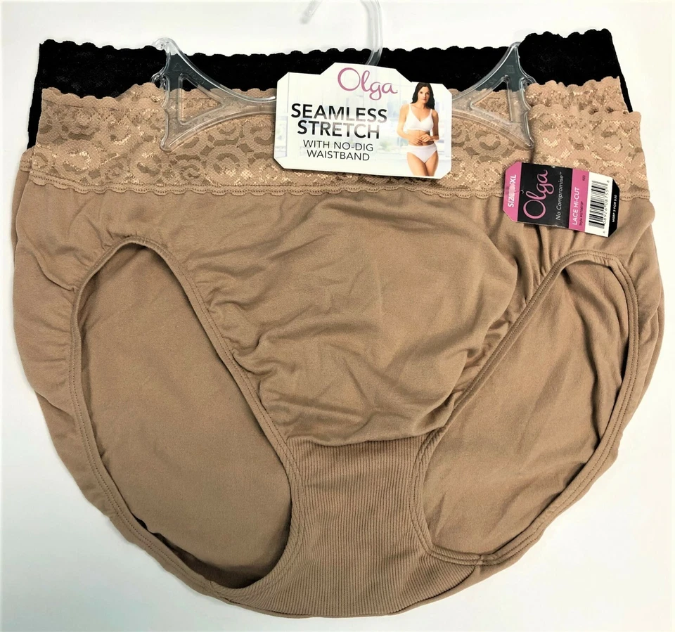 Bragas Olga No Compromise sin costuras elásticas sin excavación cintura encaje corte alto 3 pares Foto 1 de 4