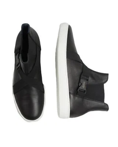 KNT by Kiton $1,660 Cuero Negro Hebilla Parte Superior Alta Tenis Zapatos (8.5 UK) 9.5 US - Imagen 1 de 5