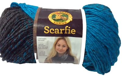 Lion Brand SCARFIE  Scarf Yarn CHARCOAL/AQUA 5.3oz - Image 1 of 2