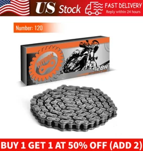 HITBOX-428H Heavy Duty Motorcycle Chain W/120Links Nature Color 1Connecting Link - Picture 1 of 9