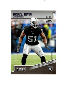Bruce Irvin 2018 Panini Playoff 2nd Down Purple Foil /49  Oakland Raiders