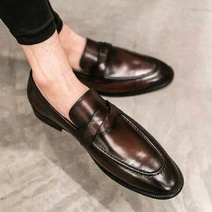 Men Shoes Breathable Faux Leather Loafers Shoes Moccasins Slip On Dress Formal - Picture 1 of 11