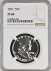 1957 A Prova Di Franklin Mezzo Dollaro 50C - Ngc Pf 69