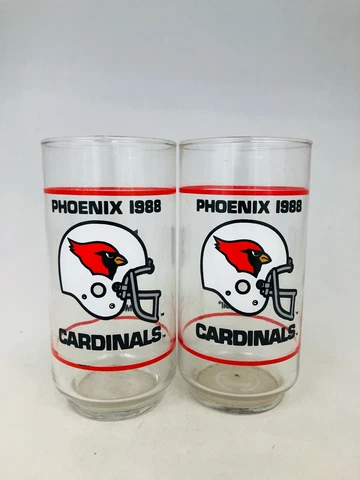 PHOENIX CARDINALS VINTAGE 1988 MOBIL GLASS SET (2) Cover
