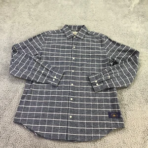 Scotch & Soda Shirt Mens Medium Button Up Blue Beige Window Pane Flannel Heavy - Picture 1 of 8