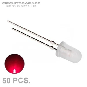 50 x 5 mm bombilla de diodo emisora de luz LED roja transparente difusa lechosa - EE. UU. - Imagen 1 de 5
