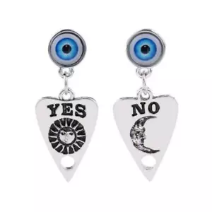 OUIJA MYSTIC EYE EARRINGS 1.5" Yes No Planchette Occult Stainless Steel Posts - Bild 1 von 5