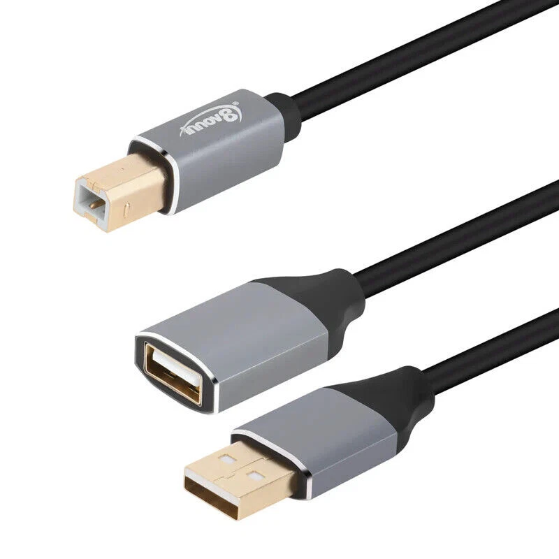 Wonderwires USB-B 2.0 Male to USB-A Male & Female Splitter Printer Cable 1m - Image 1 of 4