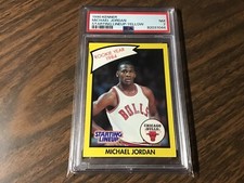 Michael Jordan 1990 Kenner Starting Lineup Card Yellow PSA Near Mint 7
