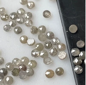 1.00mm, 10 Pcs Natural Gray Melee Round Rose Cut Diamond Cabochon Loose Diamonds - Picture 1 of 8