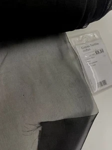 11 metres John Lewis Chiffon black fabric FREE POSTAGE - Picture 1 of 2