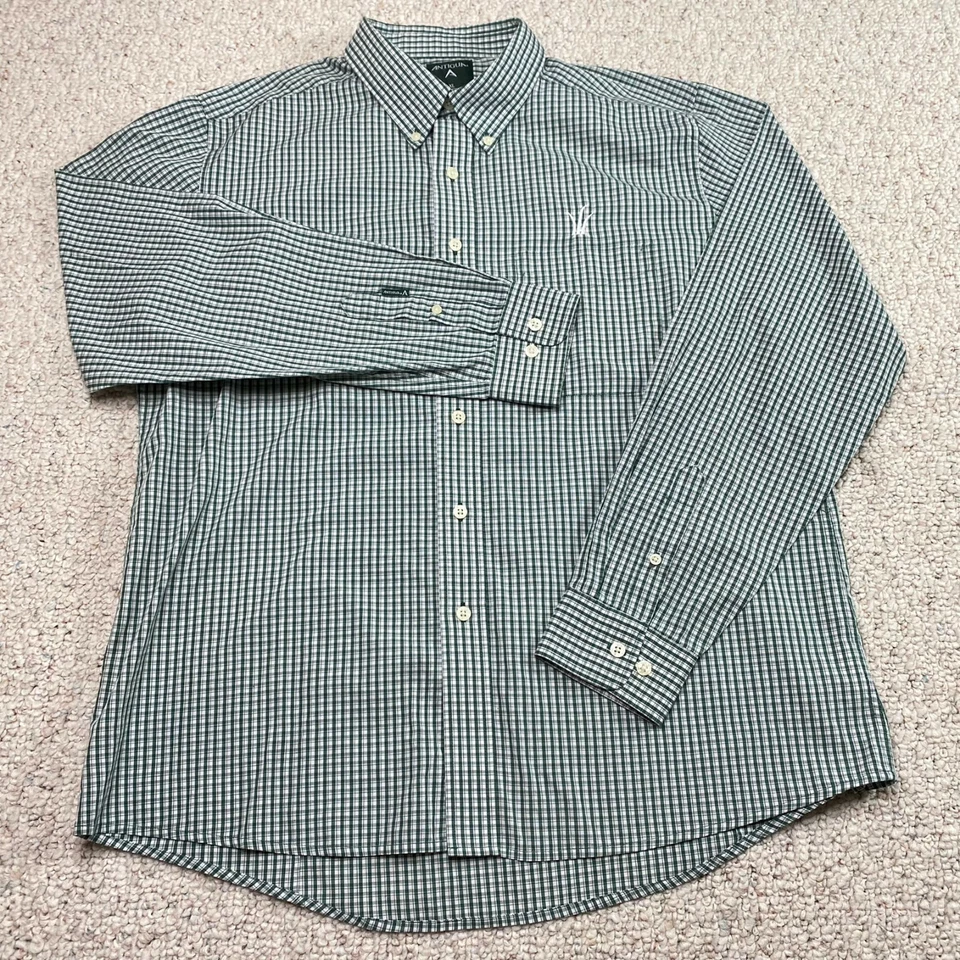 Camisa de vestir Antigua para hombre talla XL verde a cuadros manga larga abotonada carrera informal Foto 1 de 4