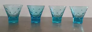 4 Vintage Hazel Atlas Turquoise Capri Glasses 3" Tall - Picture 1 of 12