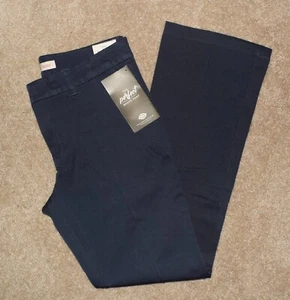 New Womens Dickies 10 Regular Khaki Pants Blue Perfect Shape Bootcut Stretch - Picture 1 of 3
