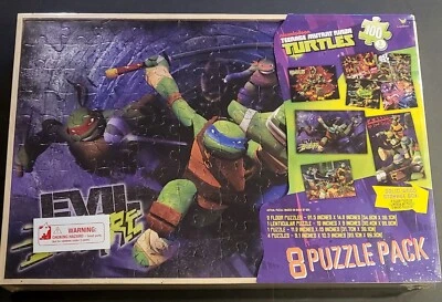 TEENAGE MUTANT NINJA TURTLES 8 Wood Puzzles Storage Box Tray Kids Educational  - Image 1 of 4
