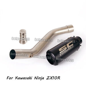 Exhaust Muffler Pipe With Mid Link Pipe For 2008-2020 Kawasaki Ninja ZX10R