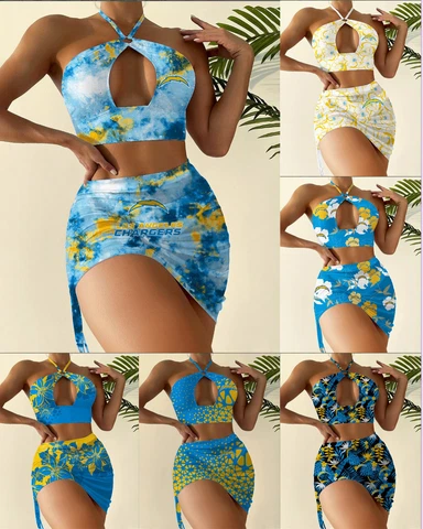 Los Angeles Chargers Women's Bikini Set 2PCS Beach Halter Swimwear Sexy Swimsuit Cover