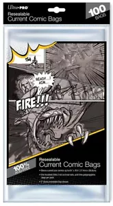 100 Ultra PRO Resealable Current Comic Bags Sleeves Protectors 174mm x 266mm - Picture 1 of 3