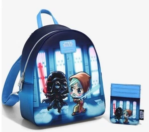 Loungefly Star Wars Obi-Wan Vs. Darth Vader Chibi Characters Backpack Cardholder - Picture 1 of 7