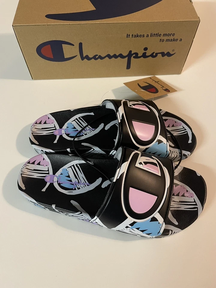 (Size 6) Youth Champion IPO Comic slides - CP102276Y Black/White/Magenta