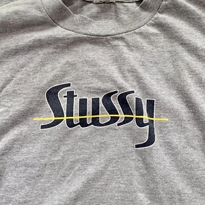 Vintage Stussy T-shirt Gray Long Sleeve Size Large e. ‘90’s Made in USA - Picture 1 of 9