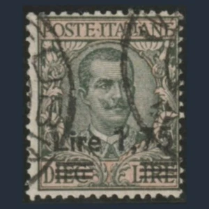 1925 Italia Regno Floreale Soprastampato L. 1,75 su 10 oliva e rosa n. 182 Usato - Foto 1 di 3