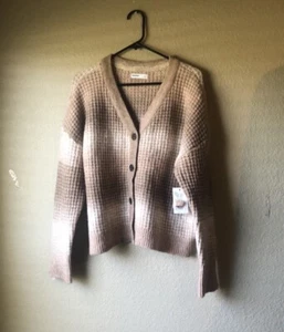 New Sonoma Sweater Women’s Brown Tan Beige Striped Button Down Soft Cardigan XXL - Picture 1 of 13