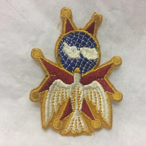 Vintage Religious Patch Red Maltese Cross W/ Globe and Dove - Picture 1 of 7