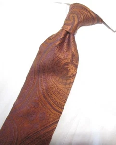 Neu ohne Etikett $ 98 XMI rostfarbene gewebte Paisley-Seidenkrawatte 60 x 3,75 - Bild 1 von 4