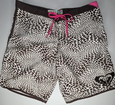 Pantalones cortos de baño Roxy para mujer talla 7 marrón blanco Foto 1 de 4