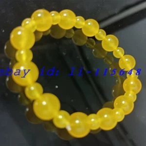 6mm10mm Delicate Yellow Topaz Round Gemstone Beads Elastic Bracelet 7.5" Gift - Picture 1 of 6