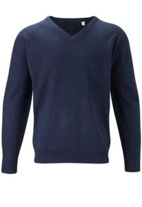 Hommes Col V Acrylique Pull de Luxe Pull Noir R966 - Bild 1 von 1