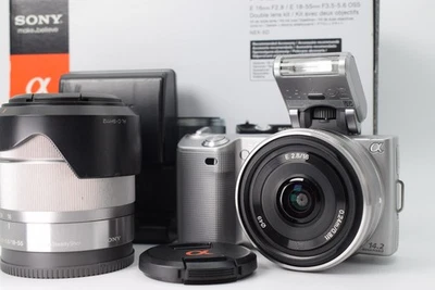 SONY a NEX-5 Mirrorless Camera 16mm F2.8 /18-55mm F3.5-5.6 "Japanese Only" #1409 - Image 1 of 4