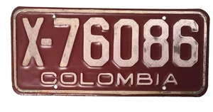 Placa de matrícula vintage de Colombia América del Sur # X-76086 - Imagen 1 de 1