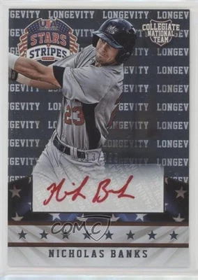 2015 Stars and Stripes Longevity Signatures Red Ink Nick Banks Nicholas Auto - Image 1 of 2