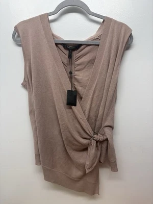 Nuevo con etiquetas Top asimétrico BCBG MAX AZRIA mediano seda cachemir rosa desnudo sin mangas #8 Foto 1 de 4