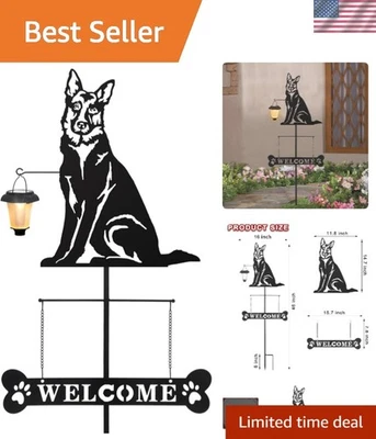Durable Solar-Powered German Shepherd Welcome Sign for Perfect Outdoor Greeting - Image 1 of 4